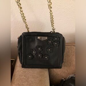 Simply Vera Vera Wang Black Bag with Floral Design and Gold Chain